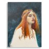 The lady of Shalott oil painting master study. An expressive face of a woman with red hair
