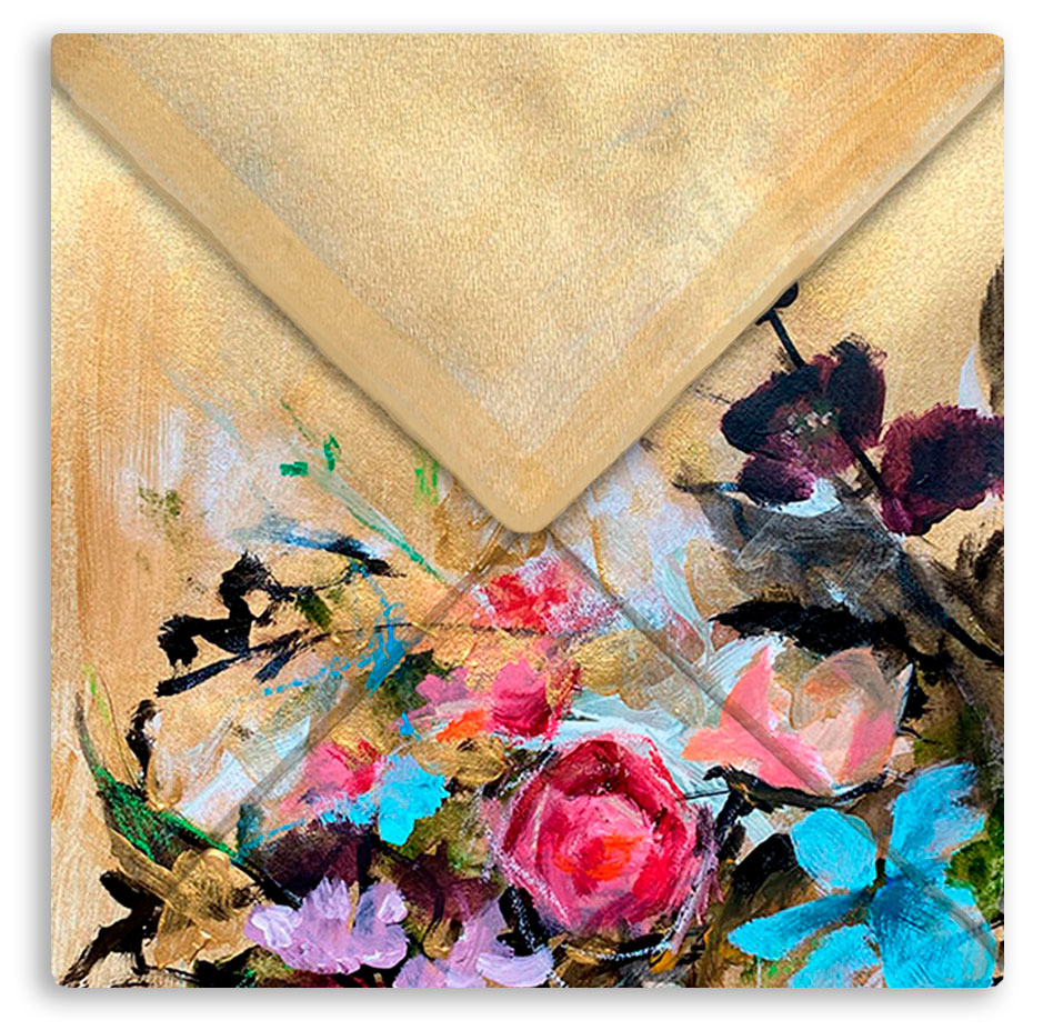 gold envelope with painted flowers from Becky McCarthy Studio